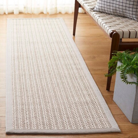 Palm Beach Wool and Sisal Rug in Ivory with Woven Pattern