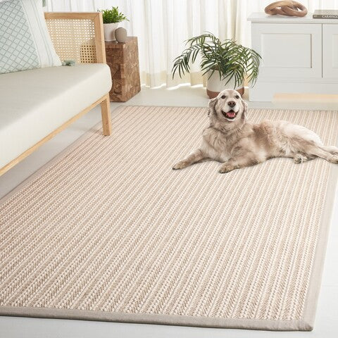 Palm Beach Wool and Sisal Rug in Ivory with Woven Pattern