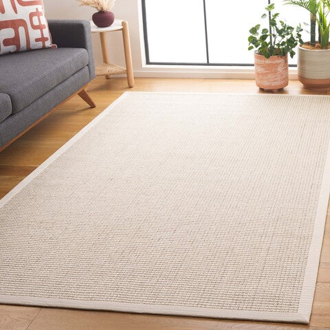 Palm Beach Wool and Sisal Rug in Ivory with Grid-Like Pattern