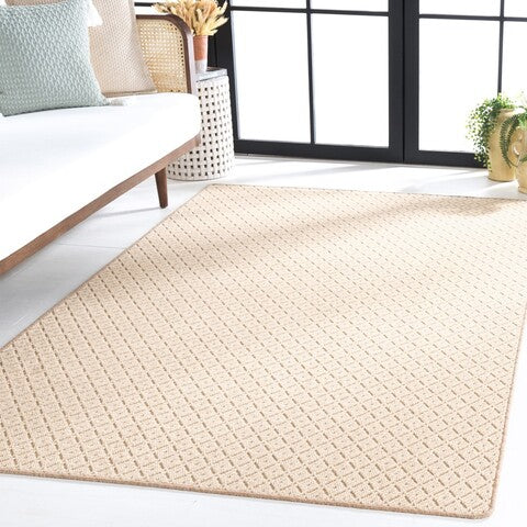 Palm Beach Wool and Jute Rug in Ivory with Lattice Pattern