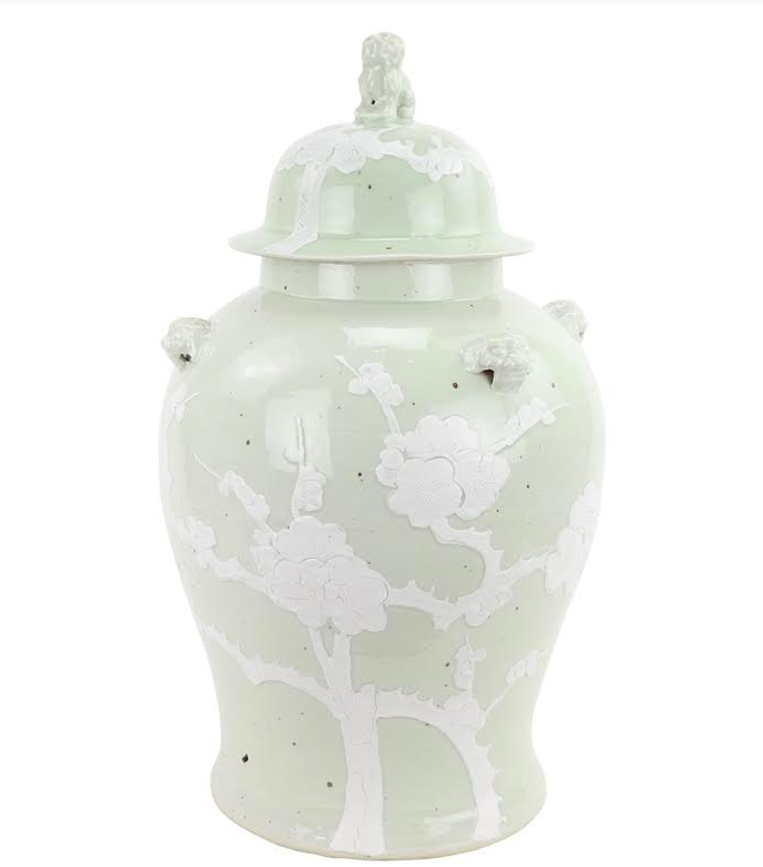 PASTEL PALE GREEN CHERRY BLOSSOM JAR