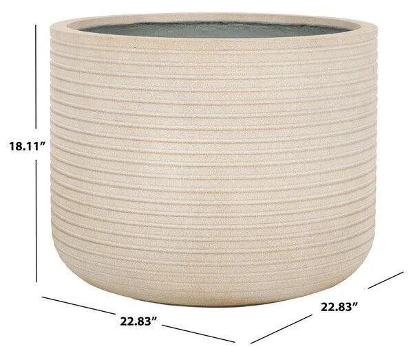 Safavieh Nardo Planter Pot in Beige with Sculpted Horizontal Stripes