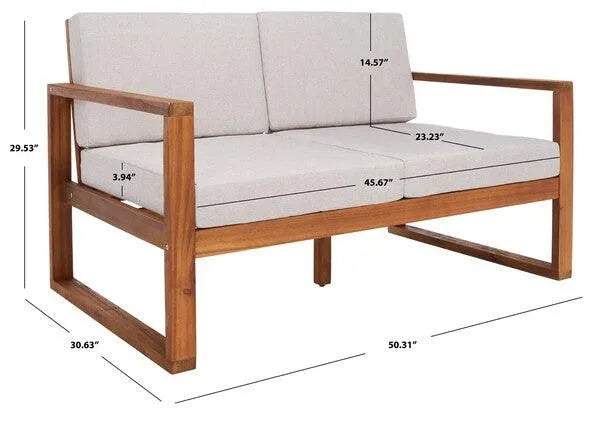 Emiko Acacia Wood Outdoor Bench in Natural/Light Gray