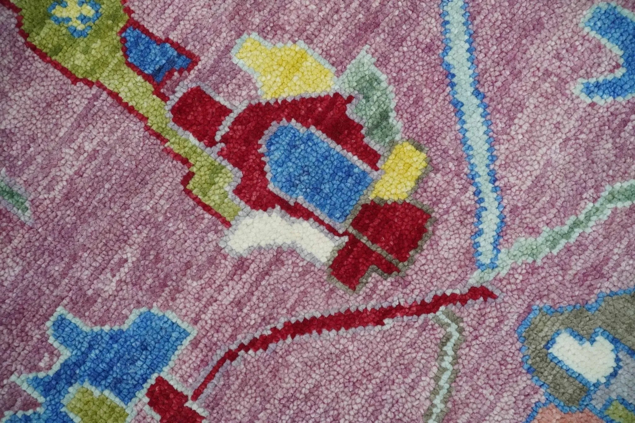 Pink Oushak Rug Wool Blue Colorful Hand knotted Traditional Oushak Custom Made wool Area Rug