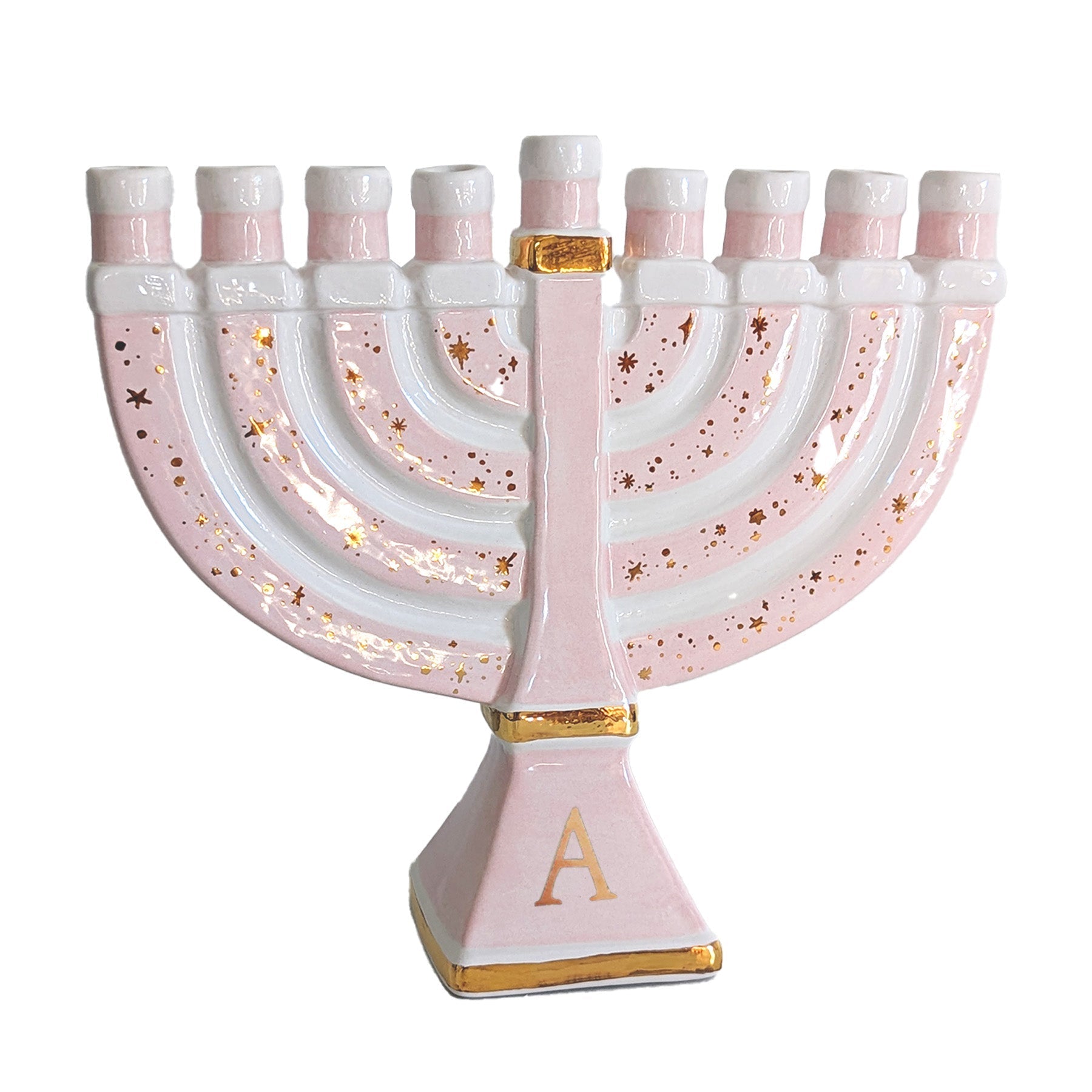 Shimmering Stars Menorah with 22K Gold Accents and Optional Monogram