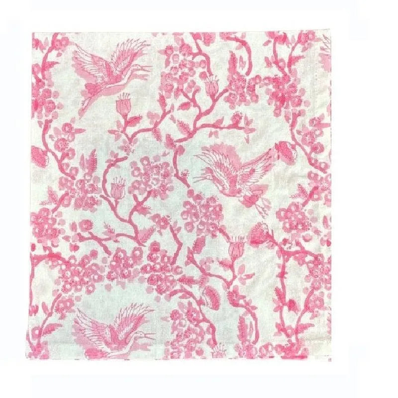 Flying Sheep Country Pink Toile de Jouy Birds - Napkins (Set of 4)