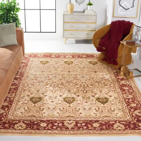 Persian Legend Wool Rug in Ivory and Rust