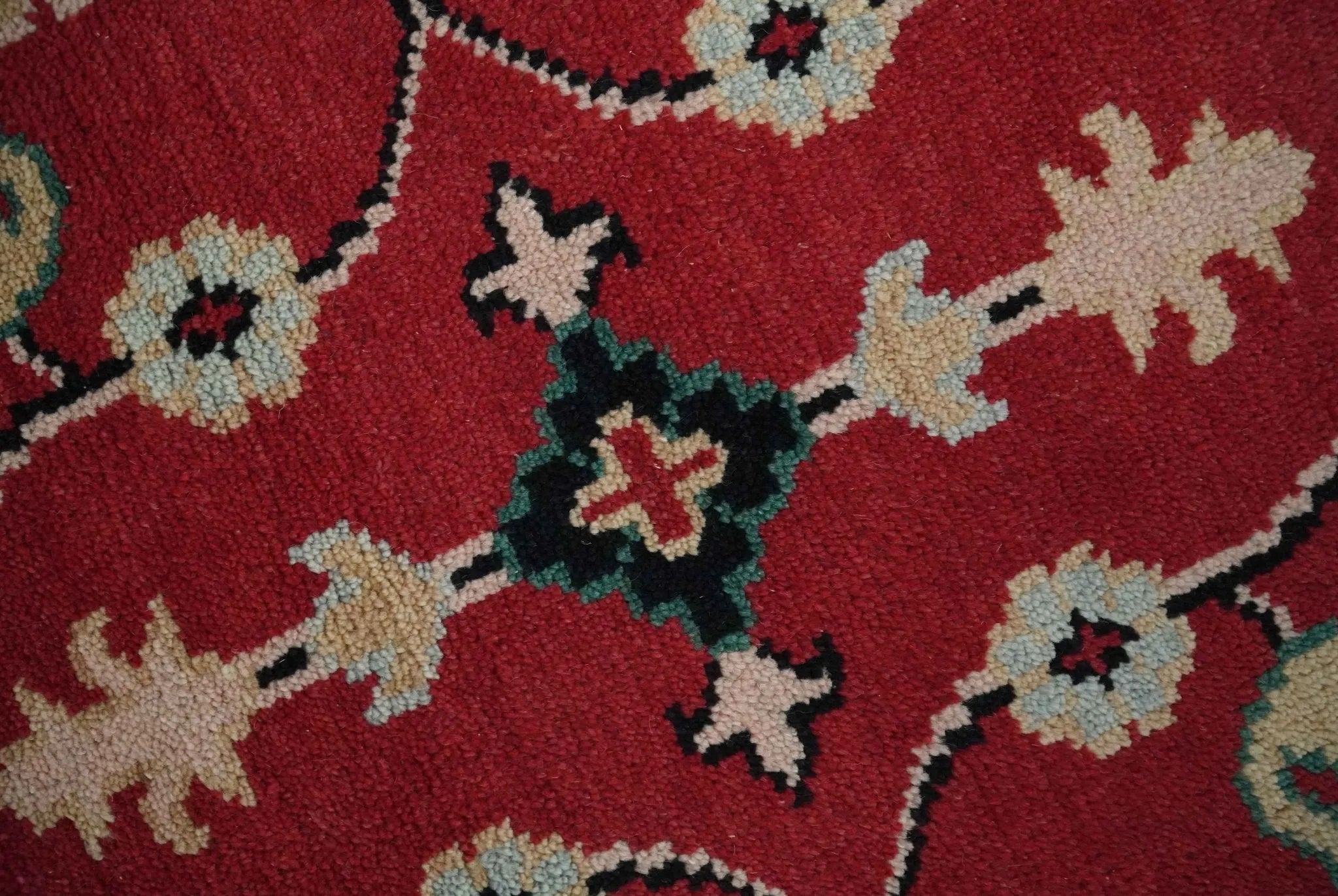 Red and Black Hand Knotted Traditional Oushak Custom made wool Area Rug