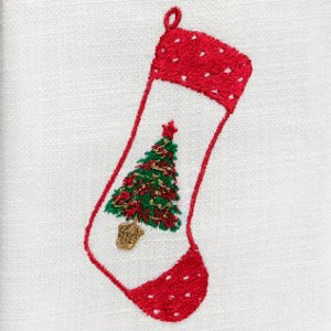 Tissue Box Cover, Christmas Stocking with Tree (Red/White)