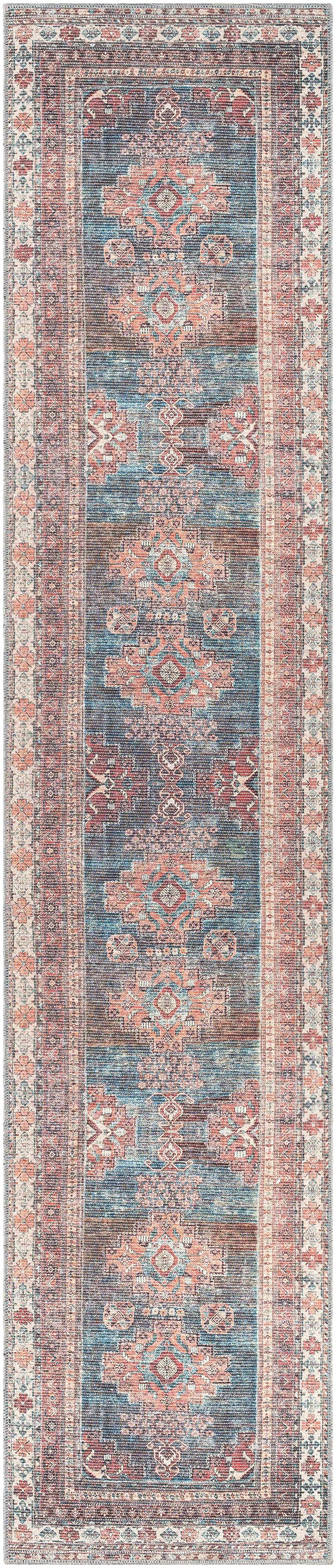 Baltinglass Rust & Blue Washable Rug