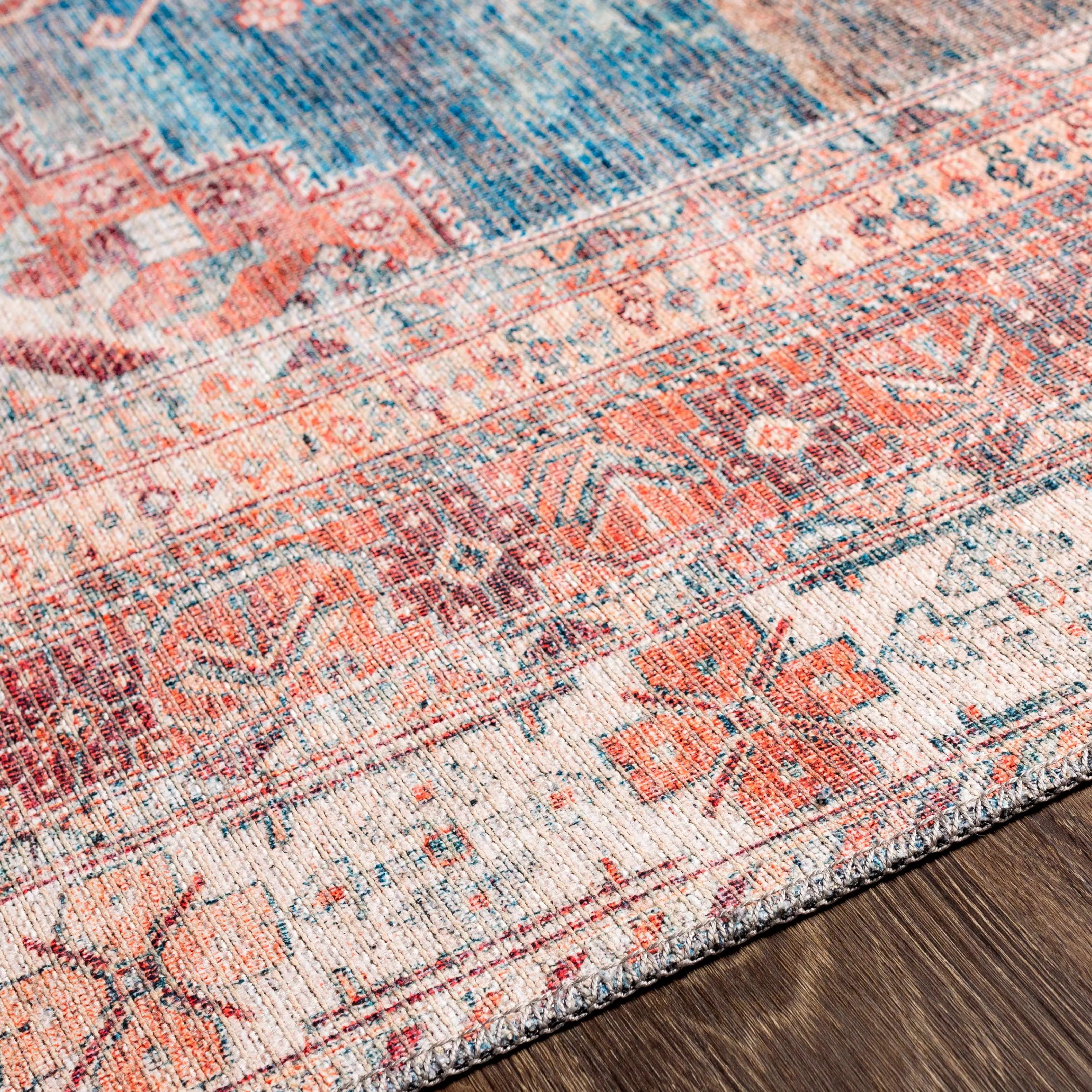 Baltinglass Rust & Blue Washable Rug