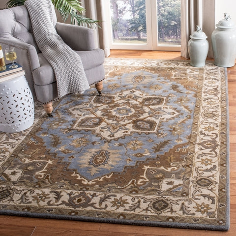 Royalty Wool Rug in Light Blue and Beige