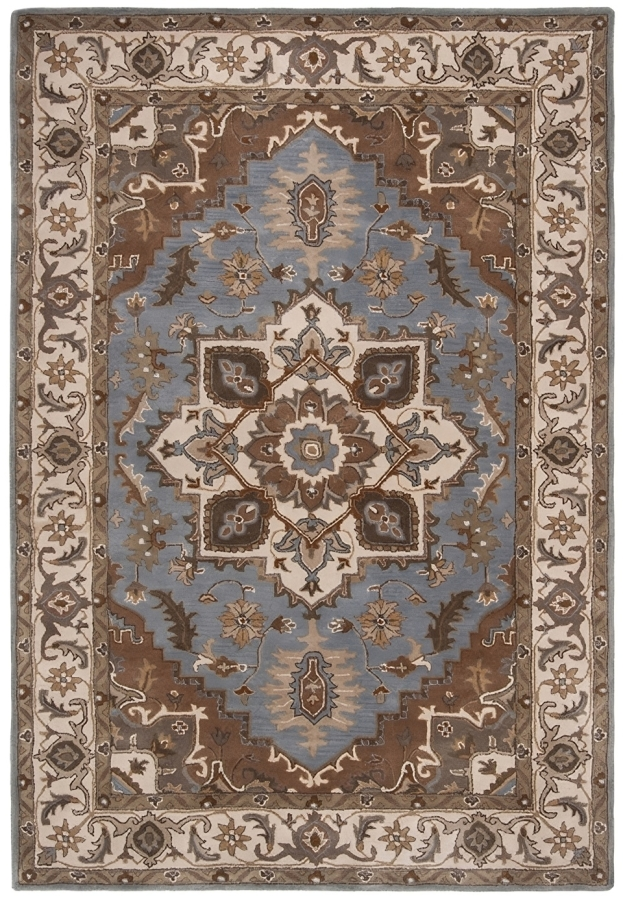 Royalty Wool Rug in Light Blue and Beige