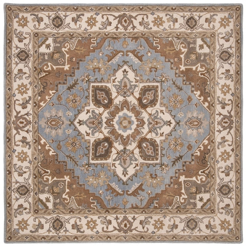 Royalty Wool Rug in Light Blue and Beige