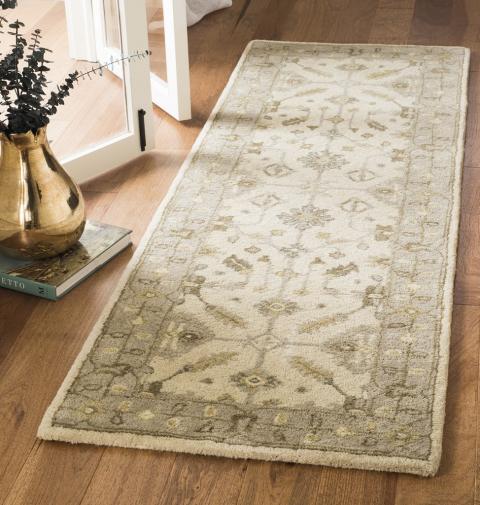 Royalty Wool Rug in Cream and Light Gray