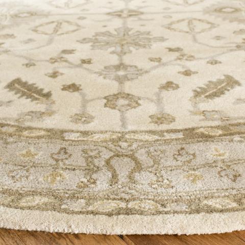 Royalty Wool Rug in Cream and Light Gray