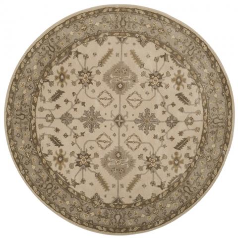 Royalty Wool Rug in Cream and Light Gray