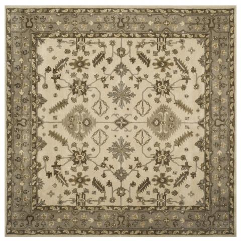 Royalty Wool Rug in Cream and Light Gray