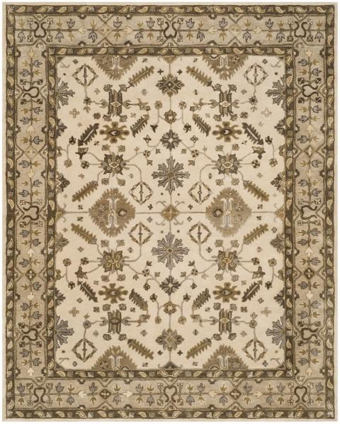 Royalty Wool Rug in Cream and Light Gray