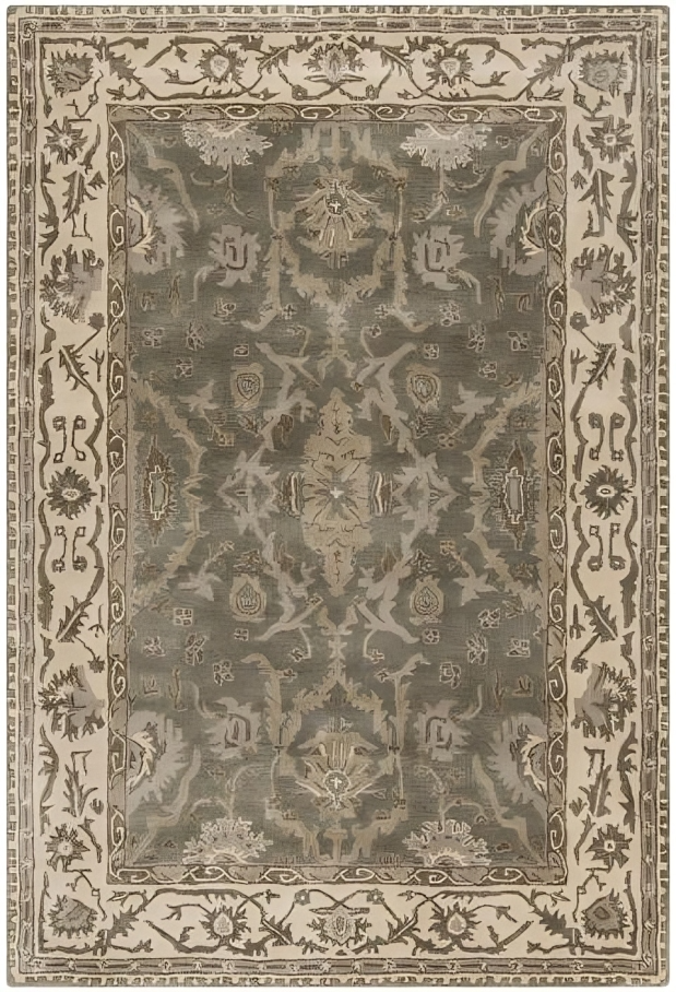 Royalty Wool Rug in Gray and Cream