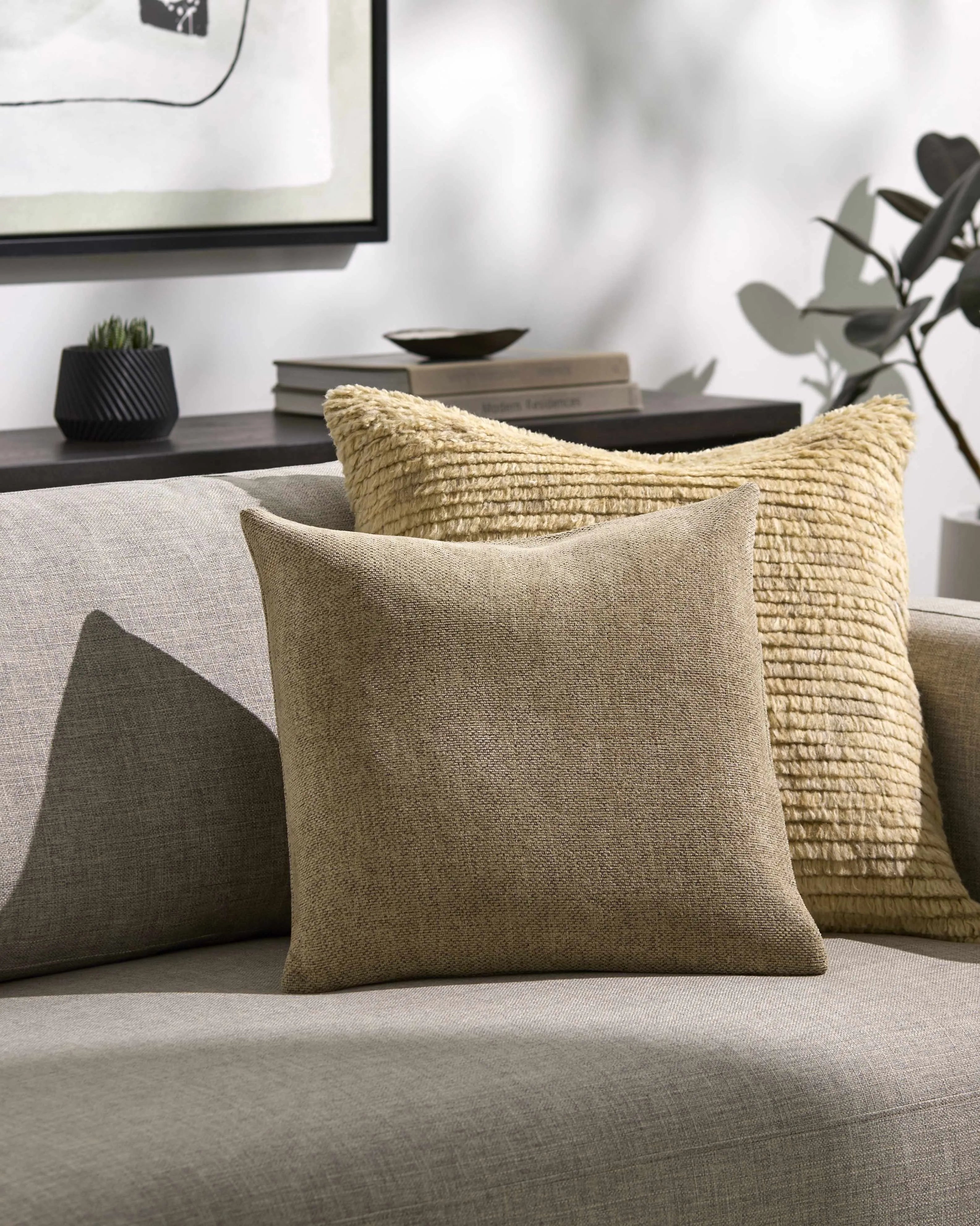 Reijo Tan Linen Look Accent Pillow