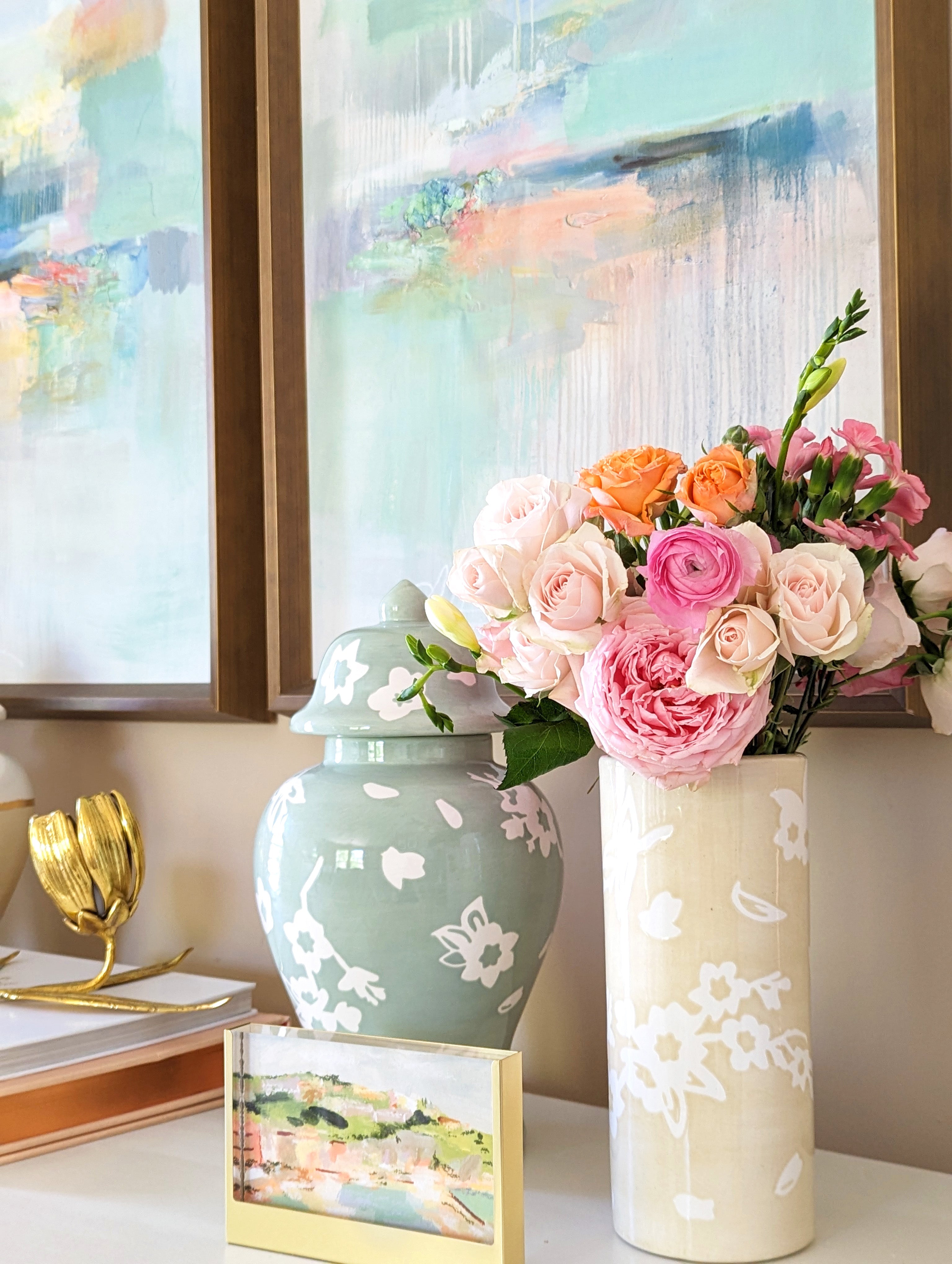 Sakura Ginger Jars in Hydrangea Light Blue