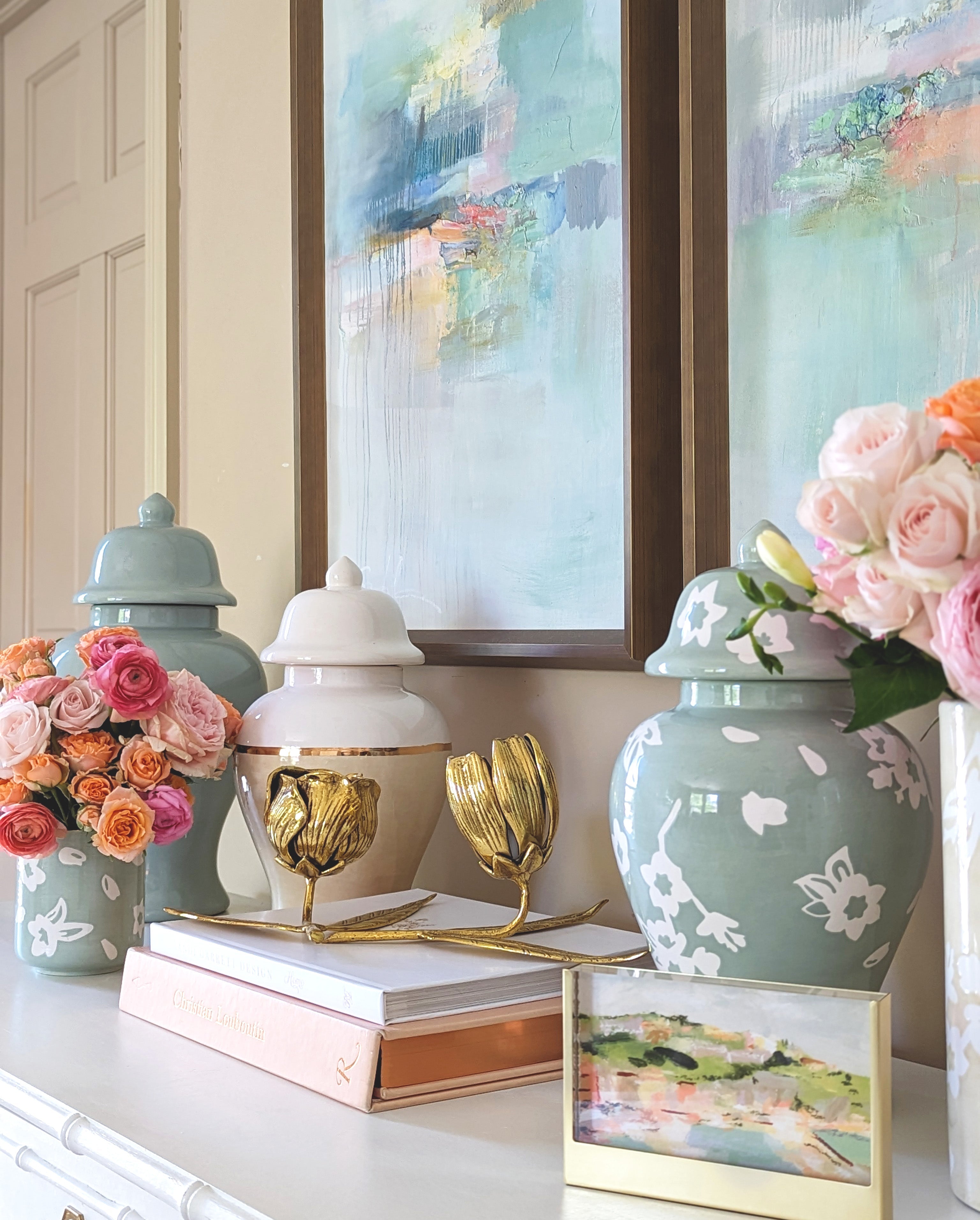 Sakura Ginger Jars in Hydrangea Light Blue