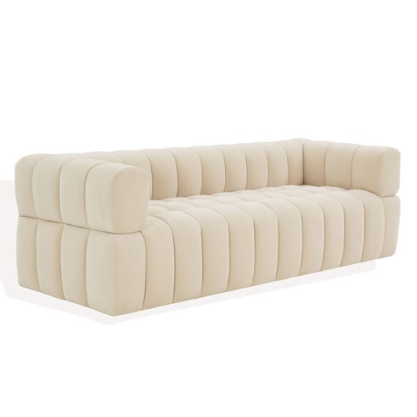 Safavieh Calyna Channel Tufted Velvet Sofa in Cream