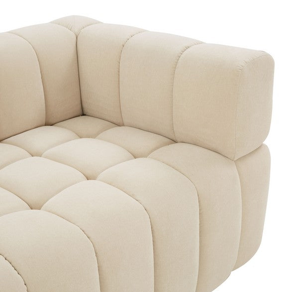 Safavieh Calyna Channel Tufted Velvet Sofa in Cream