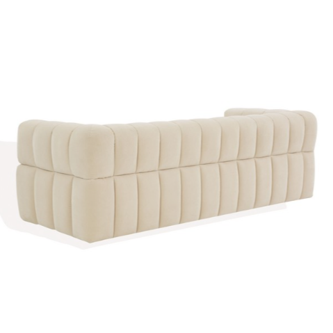 Safavieh Calyna Channel Tufted Velvet Sofa in Cream