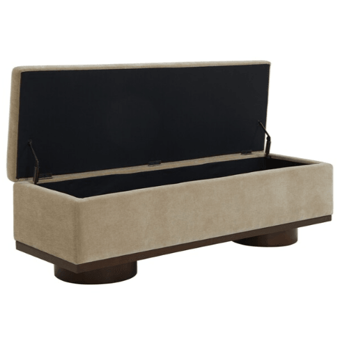 Safavieh Vianna Faux Shearling Storage Bench in Sand/Walnut