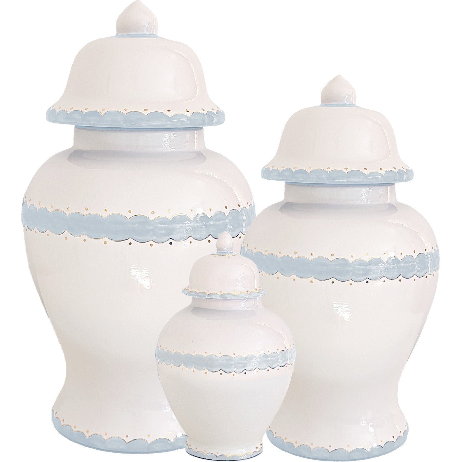 Scallop Ginger Jars in Hydrangea Light Blue