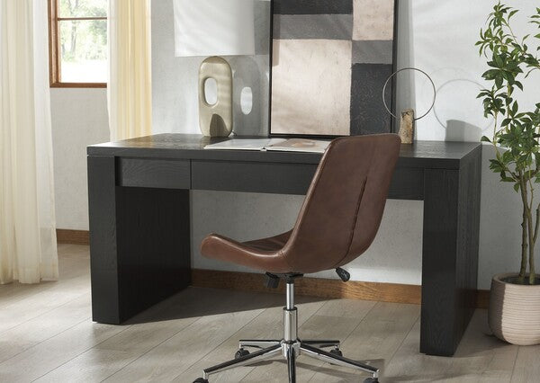 Deborah Elm Wood Desk in Black with Drawer