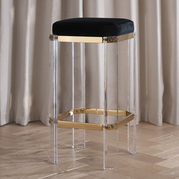 Safavieh Cicely Acrylic Bar Stool with Brass Metal Details