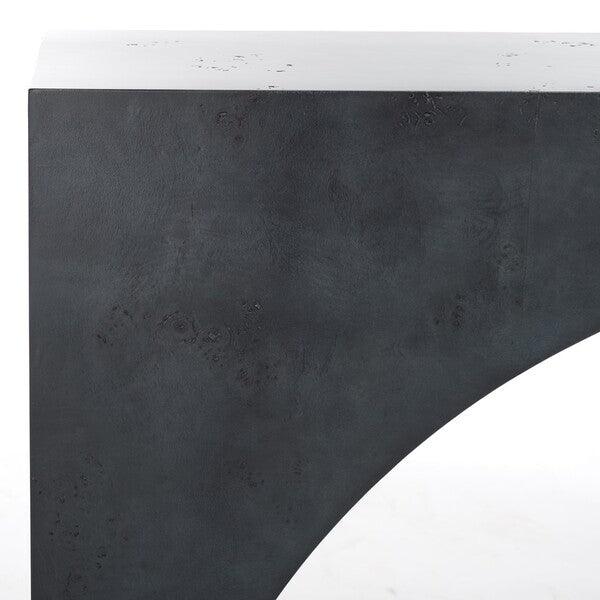 Katelynn Burled Mappa Wood Console Table in Gray