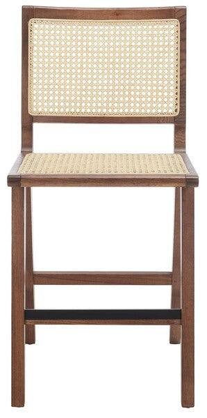 Safavieh Hattie Walnut-Natural French Cane Counter Stool