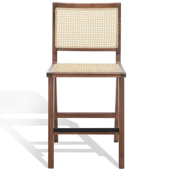 Safavieh Hattie Walnut-Natural French Cane Counter Stool