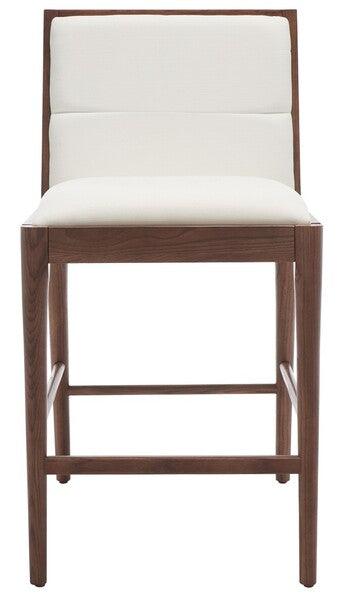 Safavieh Laycee Walnut-White Linen And Wood Counter Stool (Set of 2)