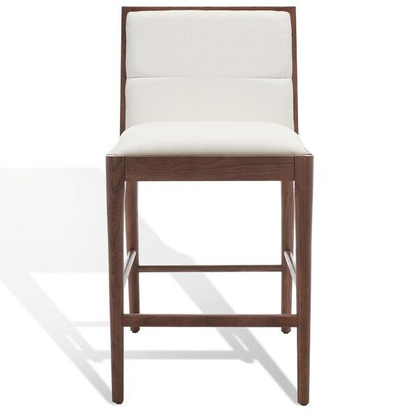 Safavieh Laycee Walnut-White Linen And Wood Counter Stool (Set of 2)