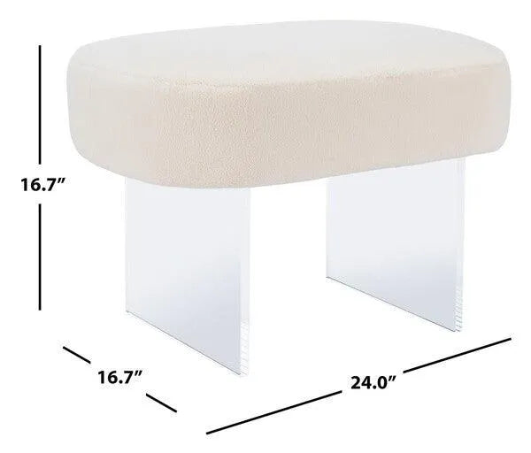 Safavieh Warren Ivory Faux Sheepskin Ottoman