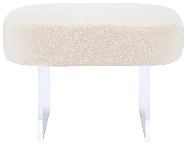 Safavieh Warren Ivory Faux Sheepskin Ottoman