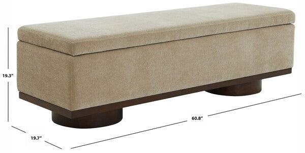 Vianna Faux Shearling Storage Bench in Sand/Walnut