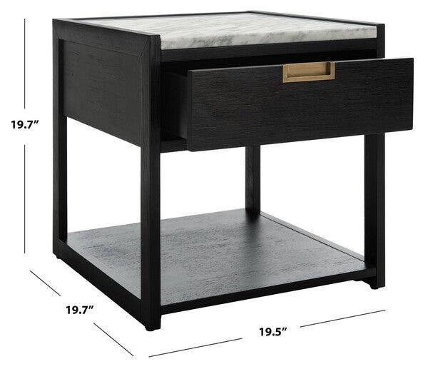 Safavieh Adeline Nightstand in Black with Drawer and Shelf