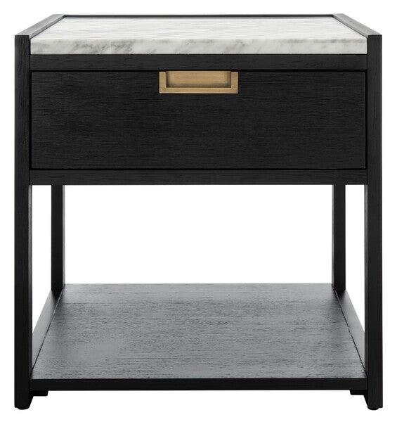 Safavieh Adeline Nightstand in Black with Drawer and Shelf