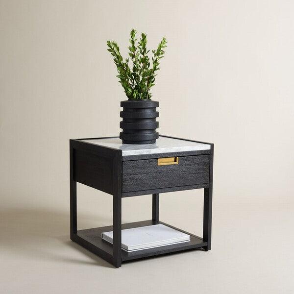 Safavieh Adeline Nightstand in Black with Drawer and Shelf