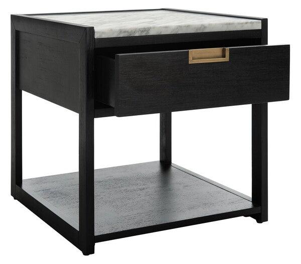 Safavieh Adeline Nightstand in Black with Drawer and Shelf