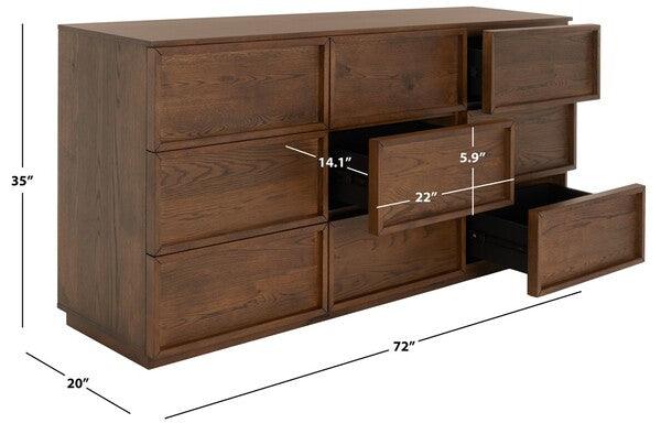 Safavieh Zeus Medium Oak 9 Drawer Dresser