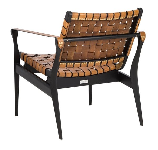 Safavieh Dilan Brown/Black Leather Safari Chair