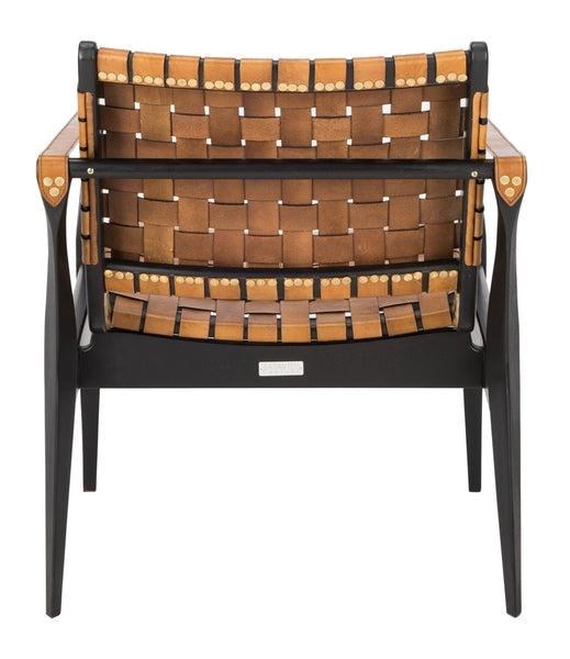 Safavieh Dilan Brown/Black Leather Safari Chair