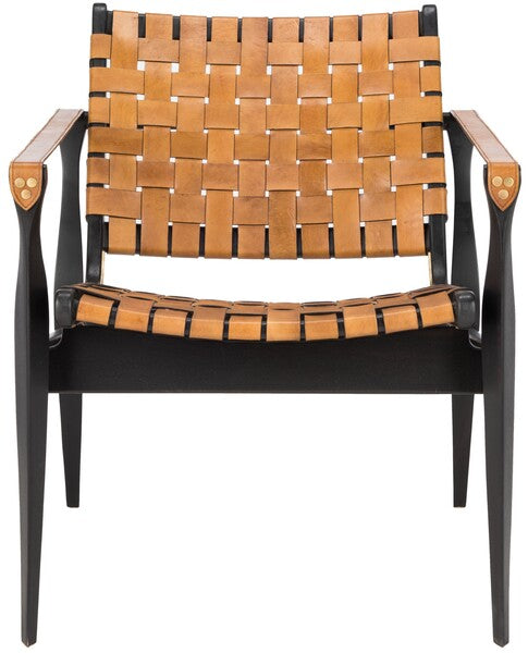 Safavieh Dilan Brown/Black Leather Safari Chair